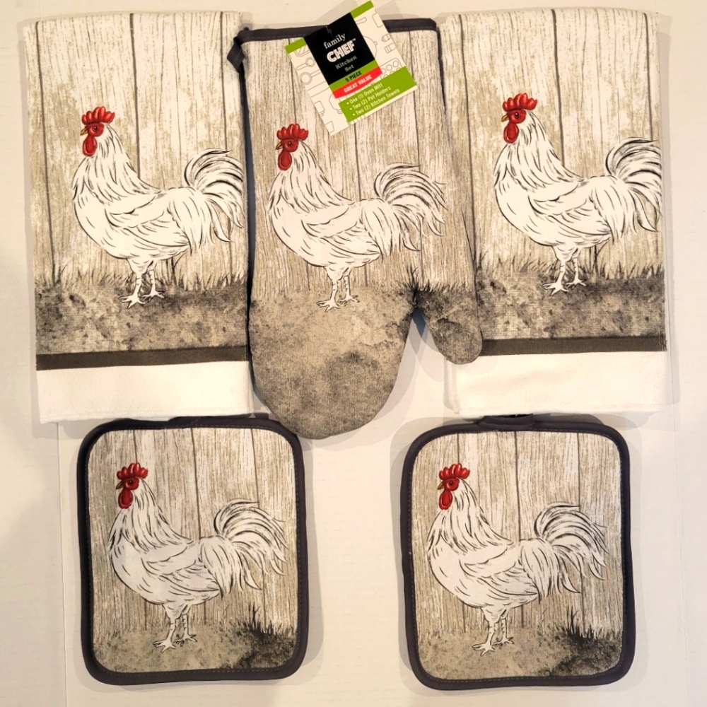 5 Piece Rooster Kitchen Set